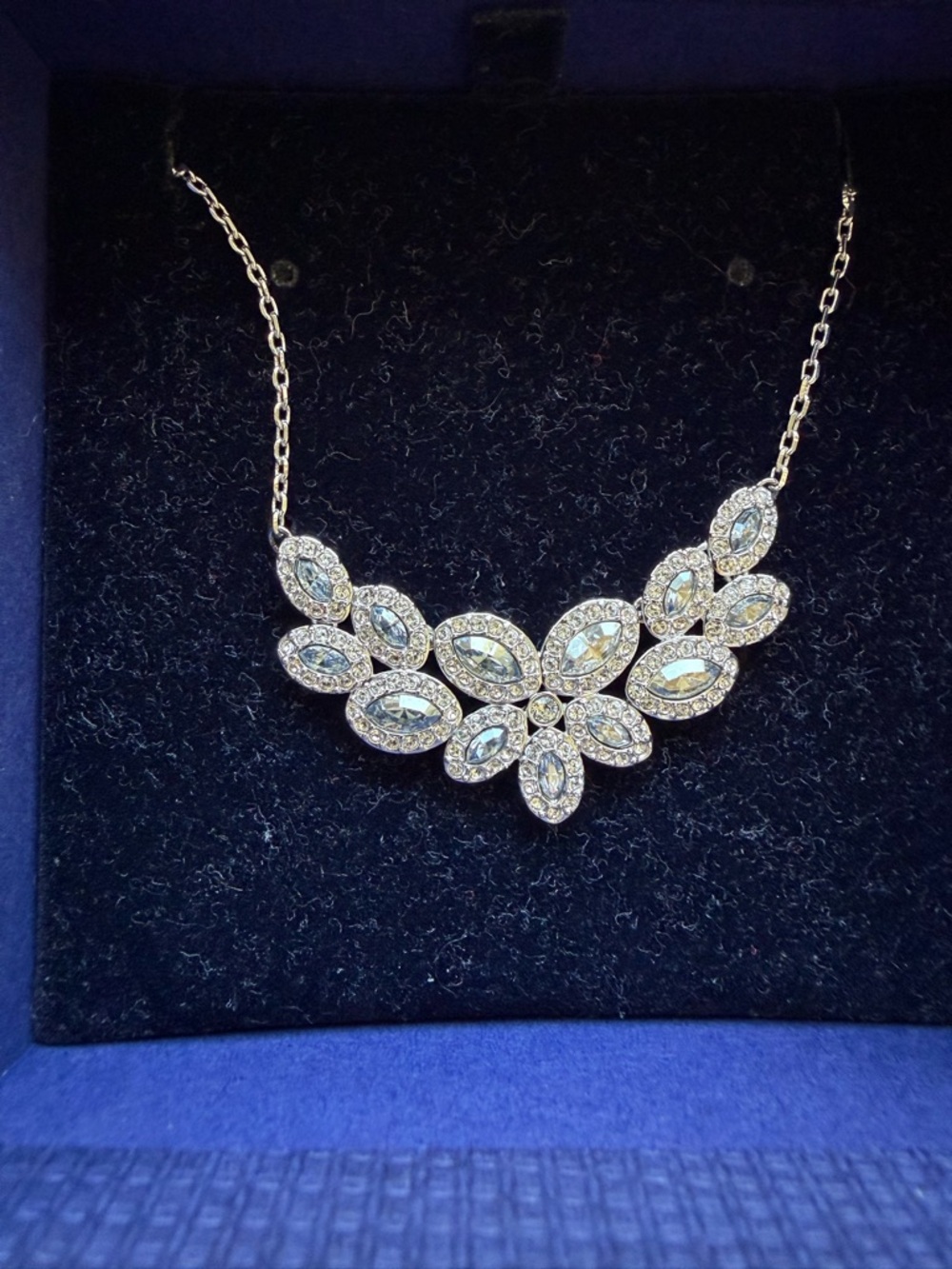 Swarovski - Silver-Tone Crystal Floral Bib Necklace - Women Jewelry